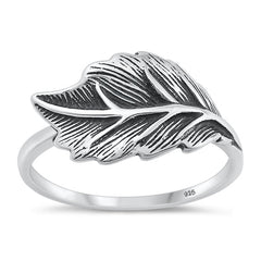 Sterling Silver Oxidized Leaf Ring Face Height-10.9mm