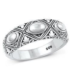 Sterling Silver Oxidized Plain Ring Face Height-7.7mm
