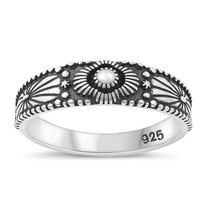 Sterling Silver Oxidized Plain Ring Face Height-5.5mm