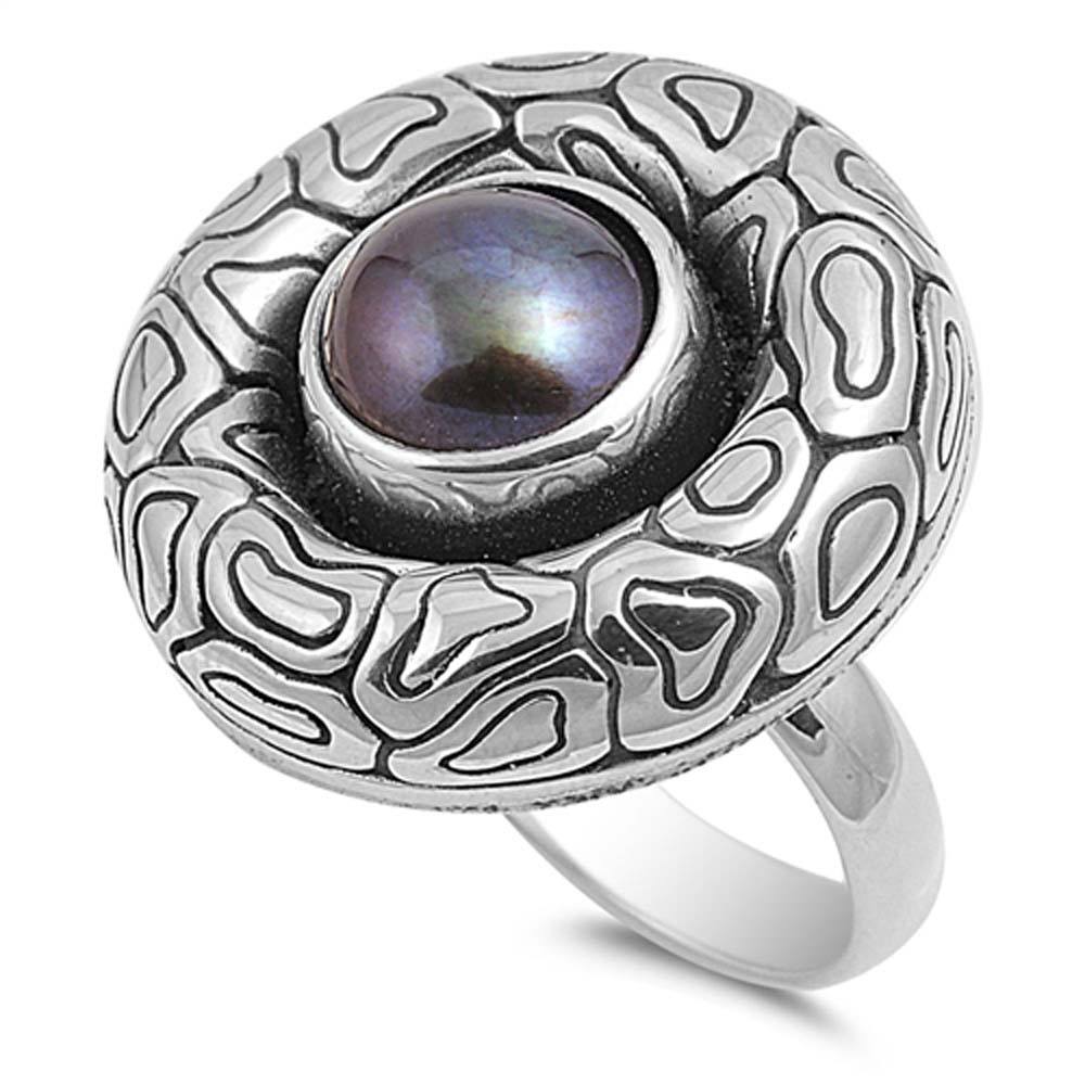 Sterling Silver Mabe Pearl Cubic Zirconia Stone RingAnd Face Height 23mmAnd Band Width 4mm