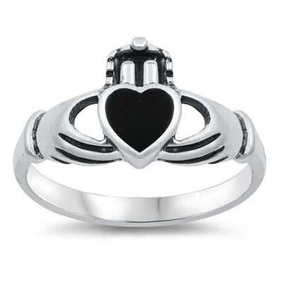 Sterling Silver Black Onyx Cubic Zirconia Stone RingAnd Face Height 11mmAnd Band Width 2mm