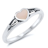 Sterling Silver Trendy Mother of Pearl Heart Design Twisted Split Band Ring with Face Height of 5MMAnd Band Width: 2MM