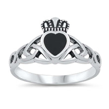 Load image into Gallery viewer, Sterling Silver With Black Onyx Cubic Zirconia Stone RingAnd Face Height 22mmAnd Band Width 2mm