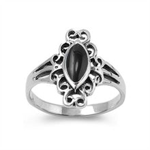 Load image into Gallery viewer, Sterling Silver Oval Black Onyx Stone Ring
