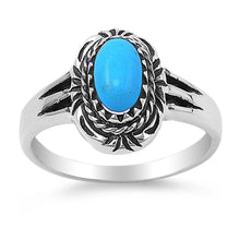 Load image into Gallery viewer, Sterling Silver Oval Turquoise Cubic Zirconia Stone Ring