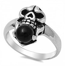 Load image into Gallery viewer, Sterling Silver With Black Onyx Cubic Zirconia Stone RingAnd Face Height 22mm