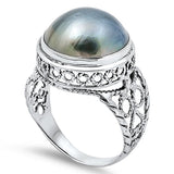 Sterling Silver Genuine Mabe Pearl Ring-17mm