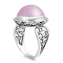 Load image into Gallery viewer, Sterling Silver With Genuine Pink Mabe Pearl Cubic Zirconia Stone RingAnd Face Height 18mm