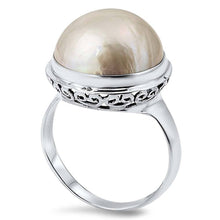 Load image into Gallery viewer, Sterling Silver With Genuine Mabe Pearl Cubic Zirconia Stone RingAnd Face Height 18mm