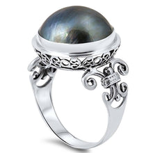 Load image into Gallery viewer, Sterling Silver With Genuine Mabe Pearl Cubic Zirconia Stone RingAnd Face Height 17mm
