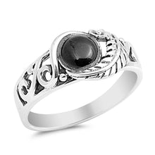 Load image into Gallery viewer, Sterling Silver Round Black Onyx Stone Ring