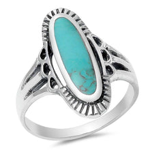 Load image into Gallery viewer, Sterling Silver With Stabilized Turquoise Cubic Zirconia Stone Ring And Face Height 22mm