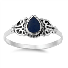 Load image into Gallery viewer, Sterling Silver Teardrop Black Onyx Stone Ring