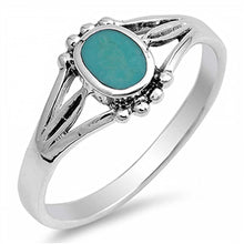 Load image into Gallery viewer, Sterling Silver Triple Split Band Fashion Ring with an Oval Shape Turqiouse in the CenterAnd Ring Face Height of 9MM