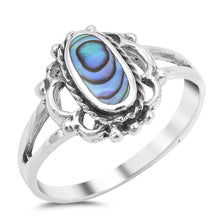 Load image into Gallery viewer, Sterling Silver Elegant Flower Design Ring with an Abalone Stone in the Center And Ring face Height of 13MM