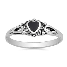 Load image into Gallery viewer, Sterling Silver With Black Onyx Cubic Zirconia Stone RingAnd Face Height 6mm