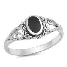 Load image into Gallery viewer, Sterling Silver With Black Onyx Cubic Zirconia Stone RingAnd Face Height 8mm
