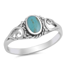 Load image into Gallery viewer, Sterling Silver With Stabilized Turquoise Cubic Zirconia Stone RingAnd Face Height 8mm