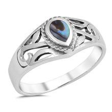 Load image into Gallery viewer, Sterling Silver With Abalone Cubic Zirconia Stone RingAnd Face Height 9mm