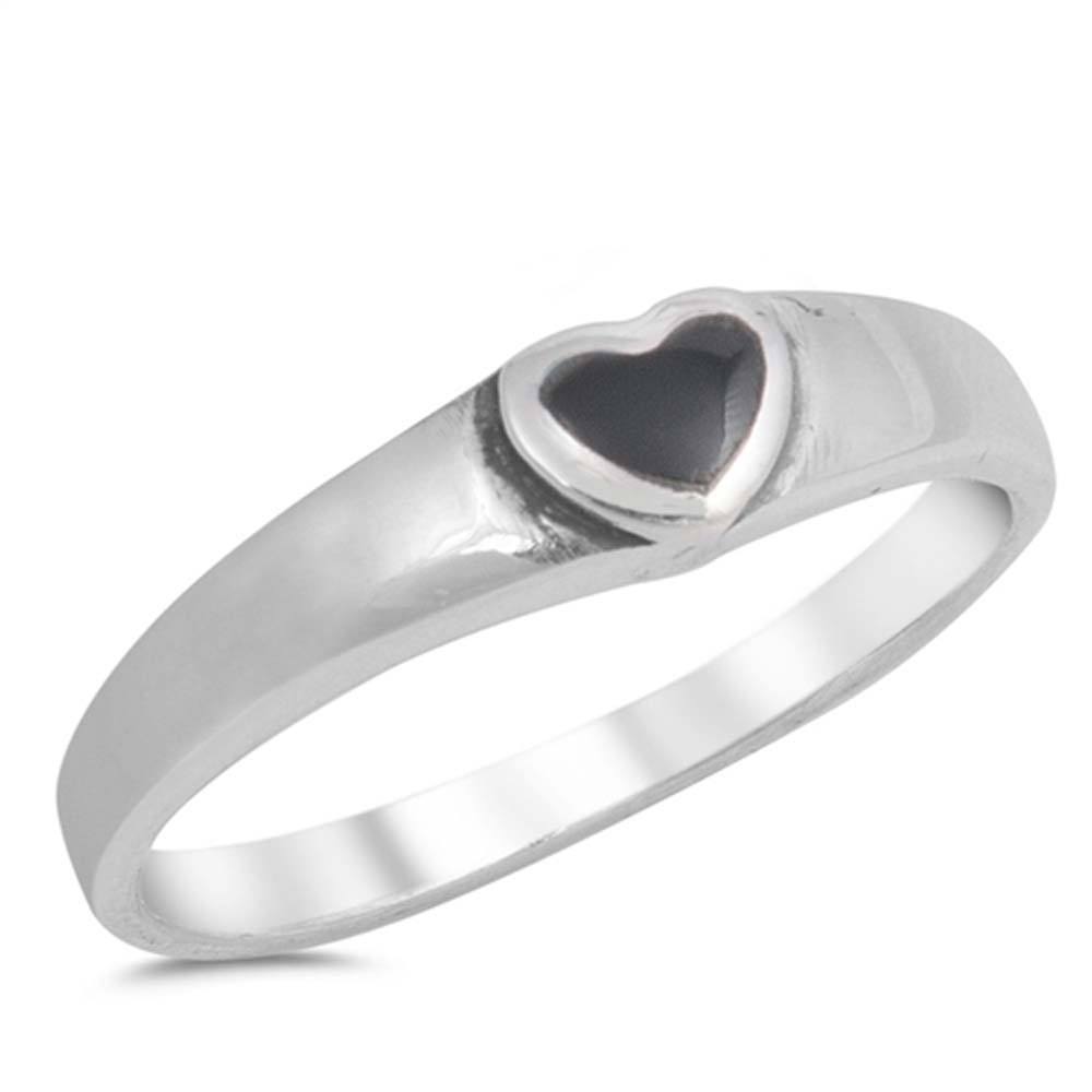 Sterling Silver With Black Onyx Cubic Zirconia Stone RingAnd Face Height 5mm
