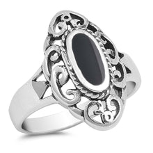 Load image into Gallery viewer, Sterling Silver With Black Onyx Cubic Zirconia Stone RingAnd Face Height 20mm