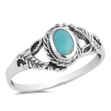 Load image into Gallery viewer, Sterling Silver With Stabilized Turquoise Cubic Zirconia Stone RingAnd Face Height 10mm