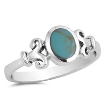 Load image into Gallery viewer, Sterling Silver With Stabilized Turquoise Cubic Zirconia Stone RingAnd Face Height 8mm