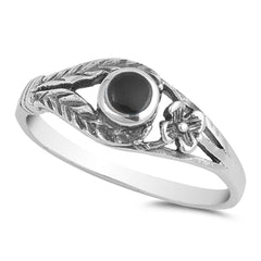 Sterling Silver With Black Onyx Cubic Zirconia Stone RingAnd Face Height 8mm