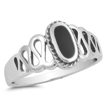 Load image into Gallery viewer, Sterling Silver With Black Onyx Cubic Zirconia Stone RingAnd Face Height 10mm