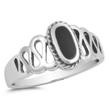 Sterling Silver With Black Onyx Cubic Zirconia Stone RingAnd Face Height 10mm