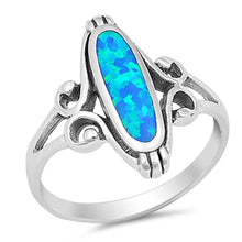 Load image into Gallery viewer, Sterling Silver With Blue Lab Opal Cubic Zirconia Stone RingAnd Face Height 18mm