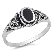 Load image into Gallery viewer, Sterling Silver With Black Onyx Cubic Zirconia Stone RingAnd Face Height 8mm