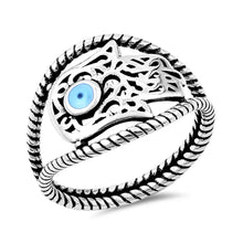 Load image into Gallery viewer, Sterling Silver Hamsa With Eye Stone Ring