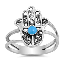 Load image into Gallery viewer, Sterling Silver With Stabilized Turquoise Cubic Zirconia Stone RingAnd Face Height 18mm