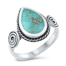 Load image into Gallery viewer, Sterling Silver Genuine Turquoise Stone Ring