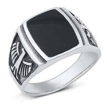 Load image into Gallery viewer, Sterling Silver Black Square 16mm Onyx Stone Ring
