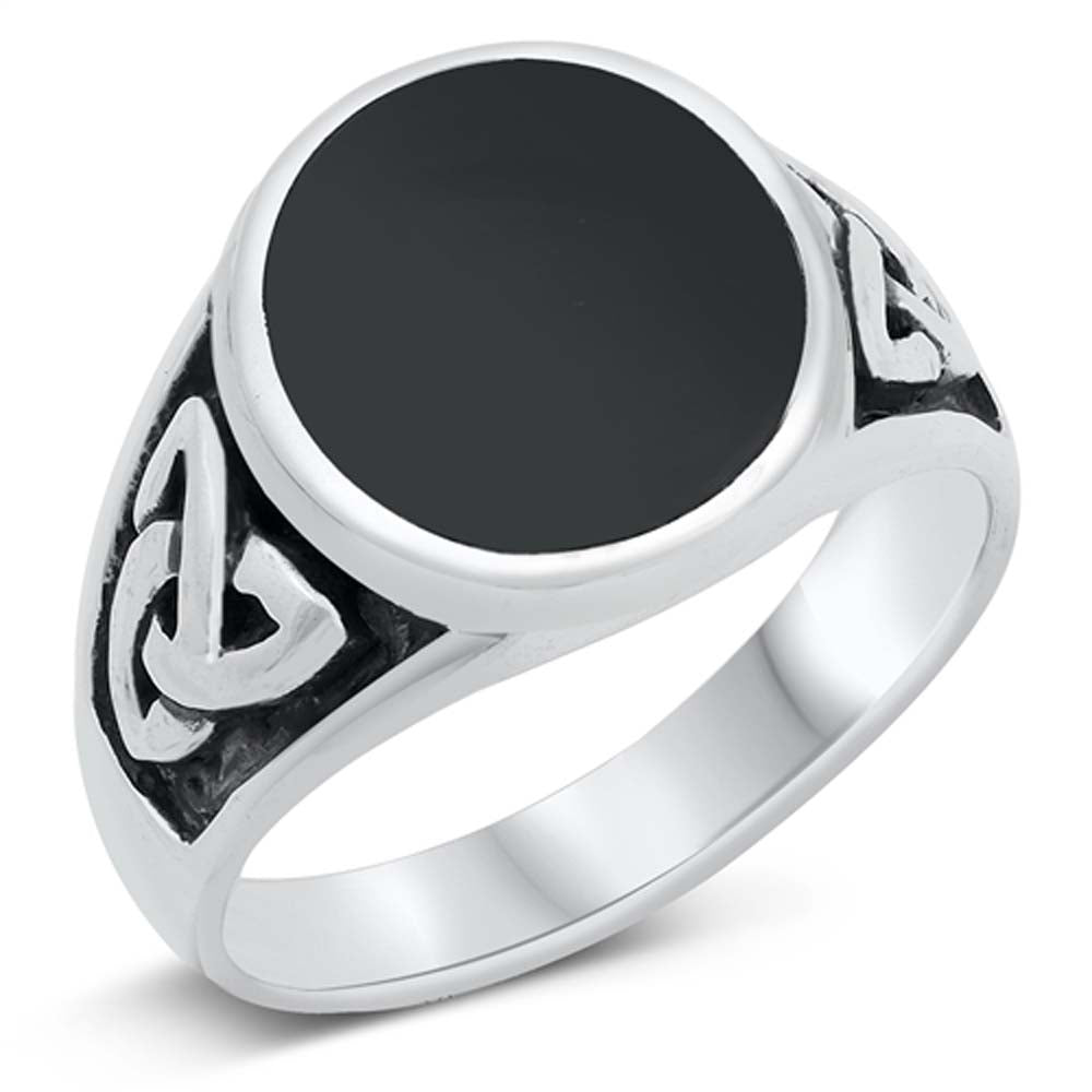 Sterling Silver 15mm Black Onyx Stone Ring