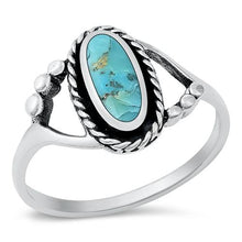 Load image into Gallery viewer, Sterling Silver Genuine Turquoise Stone Ring