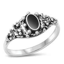 Load image into Gallery viewer, Sterling Silver Black Agate Stone Ring