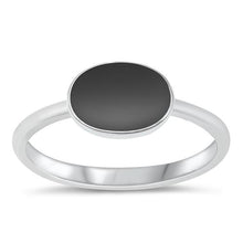 Load image into Gallery viewer, Sterling Silver Black Agate Stone Ring
