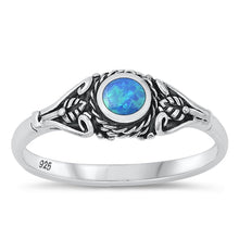 Load image into Gallery viewer, Sterling Silver Blue Lab Opal Leaf Design  Ring