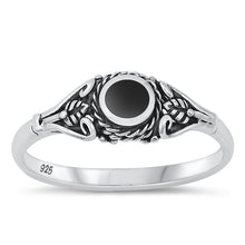 Load image into Gallery viewer, Sterling Silver Black Agate Leaf Band Ring