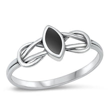Load image into Gallery viewer, Sterling Silver Knot Black Agate Stone Ring