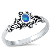 Load image into Gallery viewer, Sterling Silver Crown Blue Lab Opal Ring