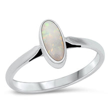 Load image into Gallery viewer, Sterling Silver White Lab Opal Ring