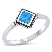 Load image into Gallery viewer, Sterling Silver Diamond Blue Lab Opal Ring