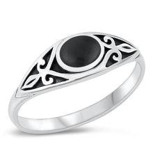 Load image into Gallery viewer, Sterling Silver Black Agate Stone Ring