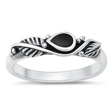 Load image into Gallery viewer, Sterling Silver Black Agate Stone Ring