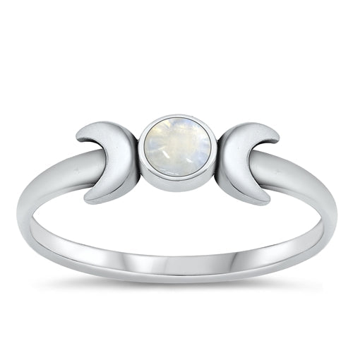 Sterling Silver Oxidized Moon Stone Ring