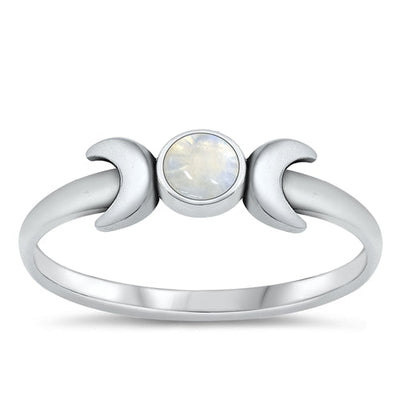 Sterling Silver Oxidized Moon Stone Ring